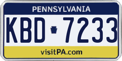 PA license plate KBD7233