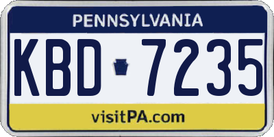 PA license plate KBD7235