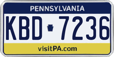 PA license plate KBD7236