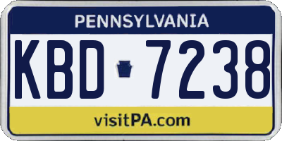 PA license plate KBD7238