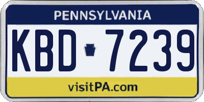 PA license plate KBD7239