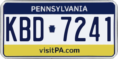 PA license plate KBD7241