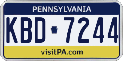 PA license plate KBD7244