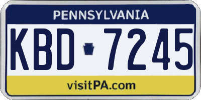 PA license plate KBD7245