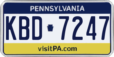 PA license plate KBD7247