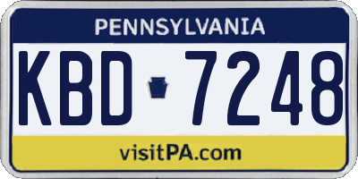 PA license plate KBD7248
