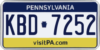 PA license plate KBD7252