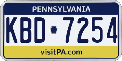PA license plate KBD7254