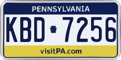 PA license plate KBD7256