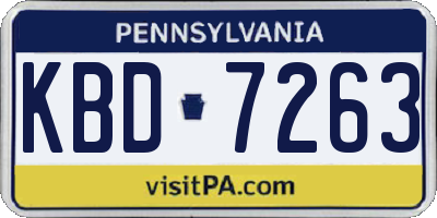 PA license plate KBD7263