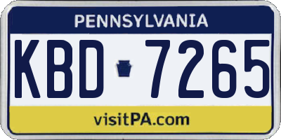 PA license plate KBD7265
