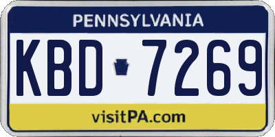 PA license plate KBD7269