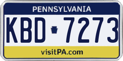 PA license plate KBD7273