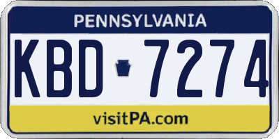 PA license plate KBD7274