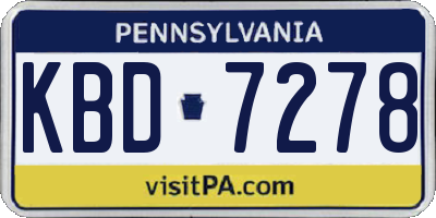 PA license plate KBD7278