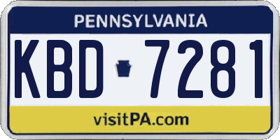 PA license plate KBD7281
