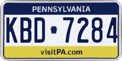 PA license plate KBD7284