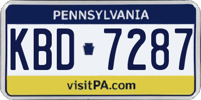 PA license plate KBD7287