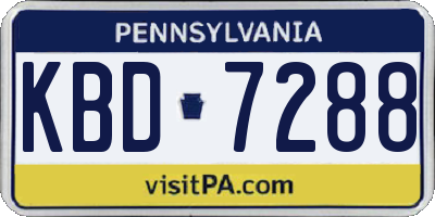 PA license plate KBD7288
