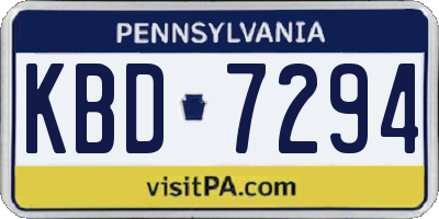 PA license plate KBD7294