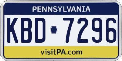 PA license plate KBD7296