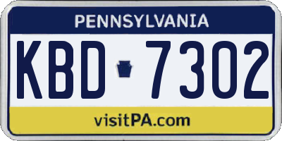 PA license plate KBD7302