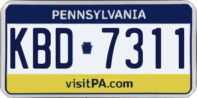 PA license plate KBD7311