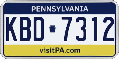 PA license plate KBD7312