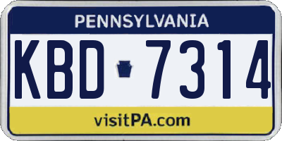 PA license plate KBD7314