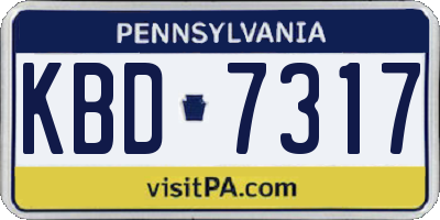 PA license plate KBD7317