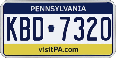 PA license plate KBD7320