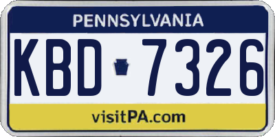 PA license plate KBD7326