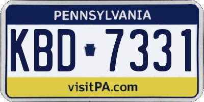 PA license plate KBD7331