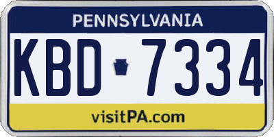 PA license plate KBD7334