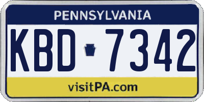 PA license plate KBD7342