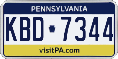 PA license plate KBD7344