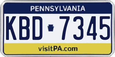 PA license plate KBD7345