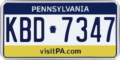 PA license plate KBD7347