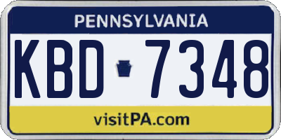 PA license plate KBD7348