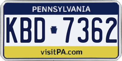 PA license plate KBD7362