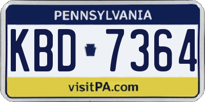 PA license plate KBD7364