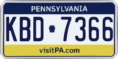 PA license plate KBD7366