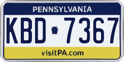 PA license plate KBD7367