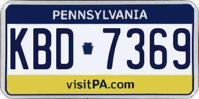PA license plate KBD7369