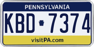 PA license plate KBD7374