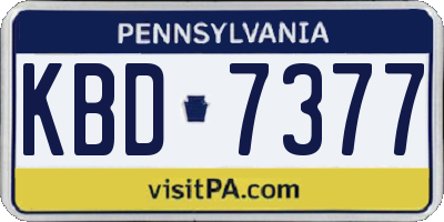 PA license plate KBD7377