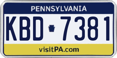 PA license plate KBD7381