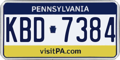PA license plate KBD7384