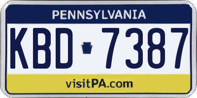 PA license plate KBD7387
