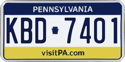 PA license plate KBD7401